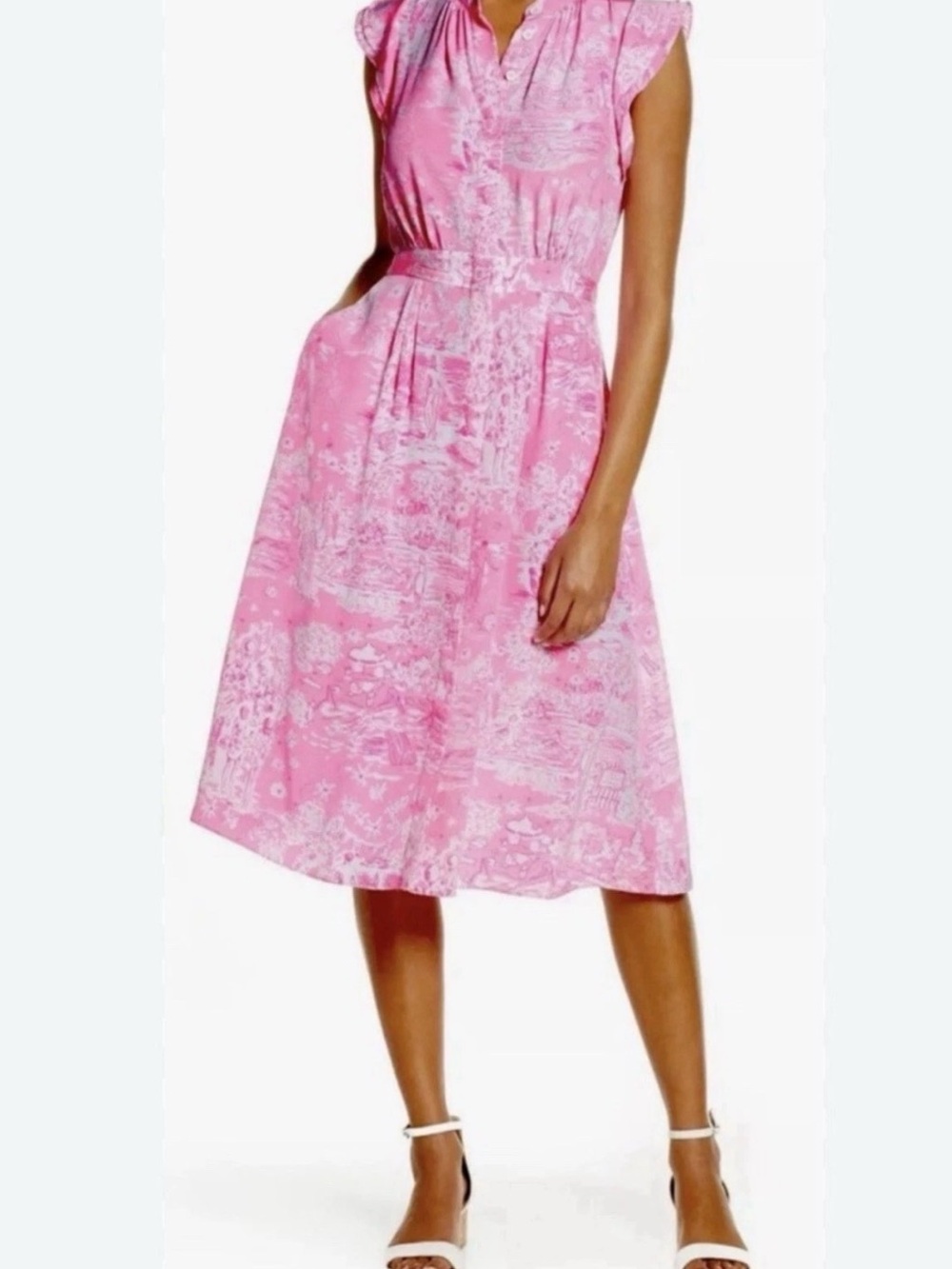 Lilly Pulitzer Palm Beach Silk Midi Dress HTF Skinny Dippin Pink White Size 2